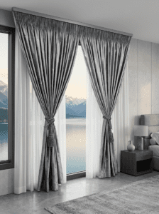 Grey Shimmer Jacquard 5 Meter Ready-Made Curtain