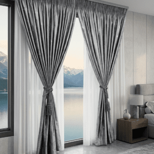Grey Shimmer Jacquard 5 Meter Ready-Made Curtain